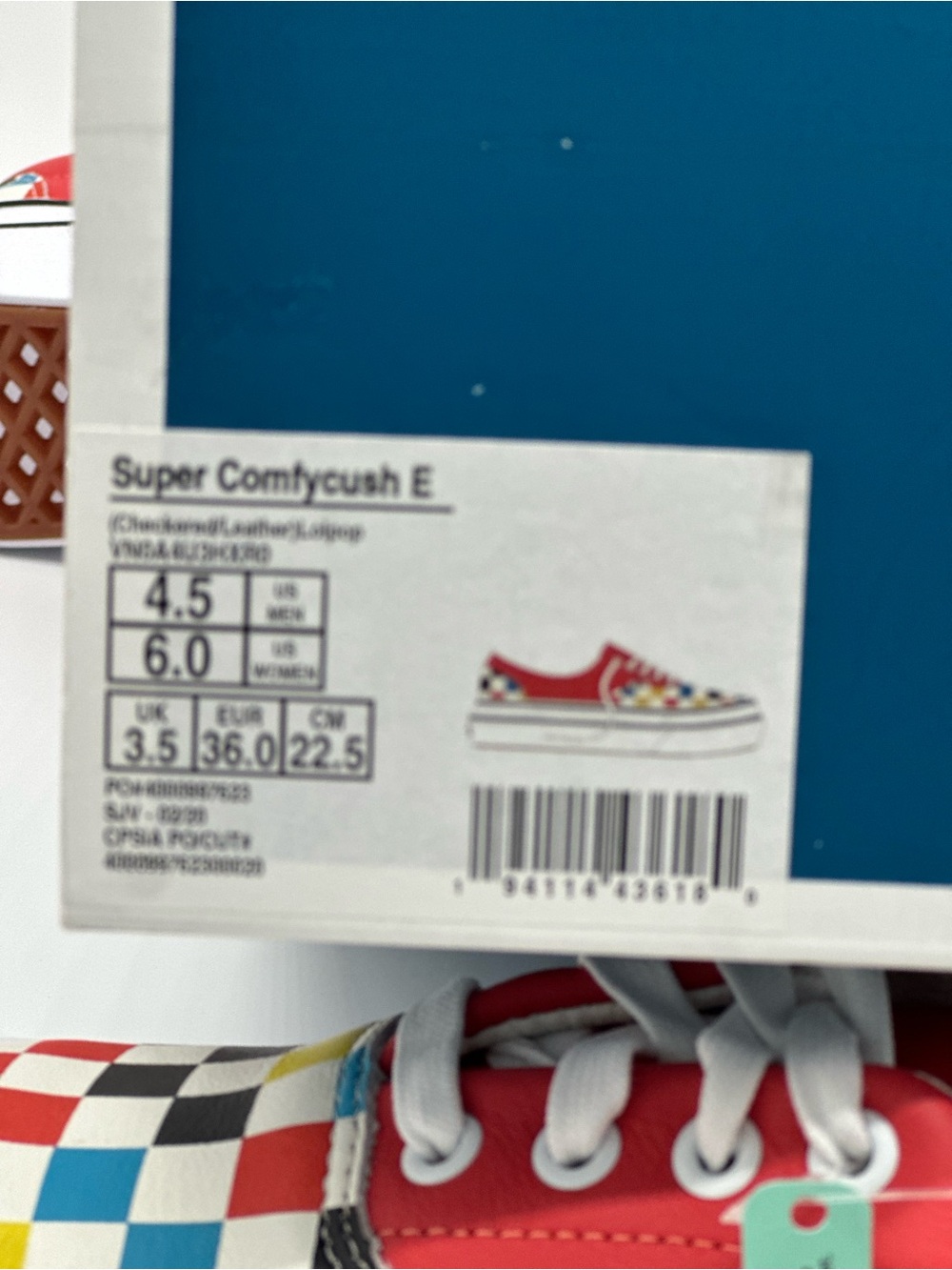Vans Multi-Color Checkerboard and Red Low Top Sneakers - Picture 10 of 10